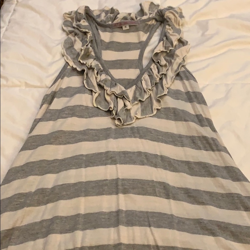 Light grey and white striped loose fitting tank